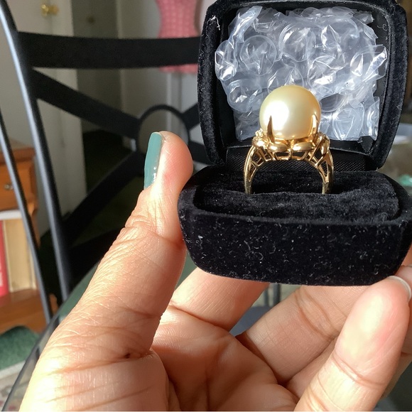 Sold❗️❗️❗️18K Solid Gold Ring with Authentic Pearl with Natural Diamond - Picture 5 of 12